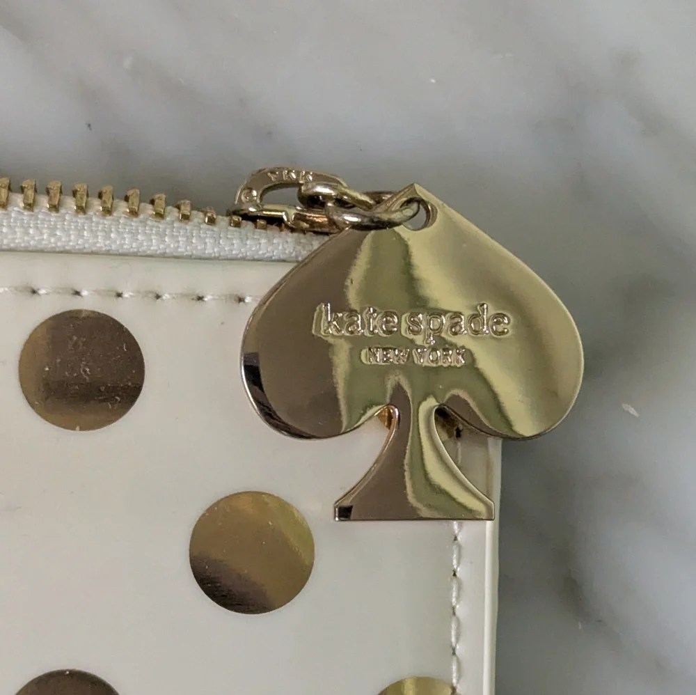 Kate Spade Gold/Cream Polka Dot Pencil Clutch